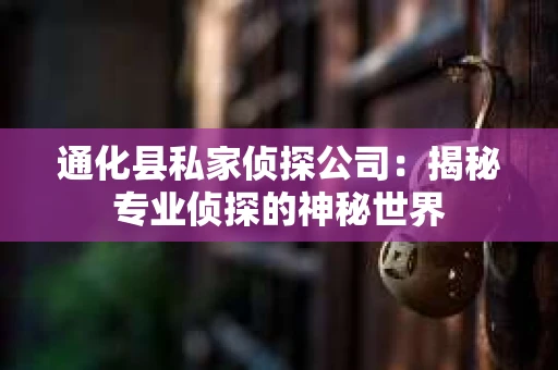 通化县私家侦探公司：揭秘专业侦探的神秘世界
