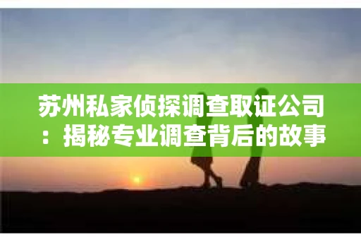 苏州私家侦探调查取证公司：揭秘专业调查背后的故事
