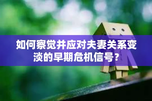 如何察觉并应对夫妻关系变淡的早期危机信号？